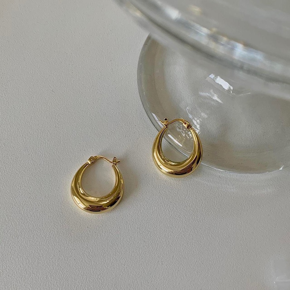 Gold hoop earrings, small hoop earrings, chunky gold hoop earrings, puffy hoops